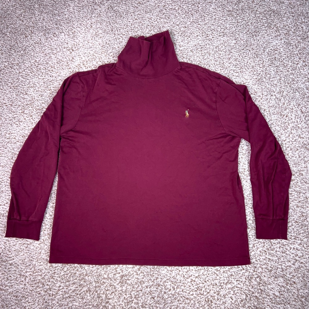 Polo Ralph Lauren Shirt Mens XL Maroon Casual Preppy Turtleneck Pony Logo Casual